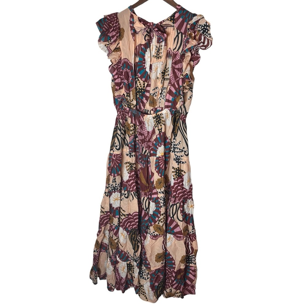 Scotch & Soda Dress Women Medium Maxi Floral Ruched Tier Flare Core Cruise - Picture 7 of 9